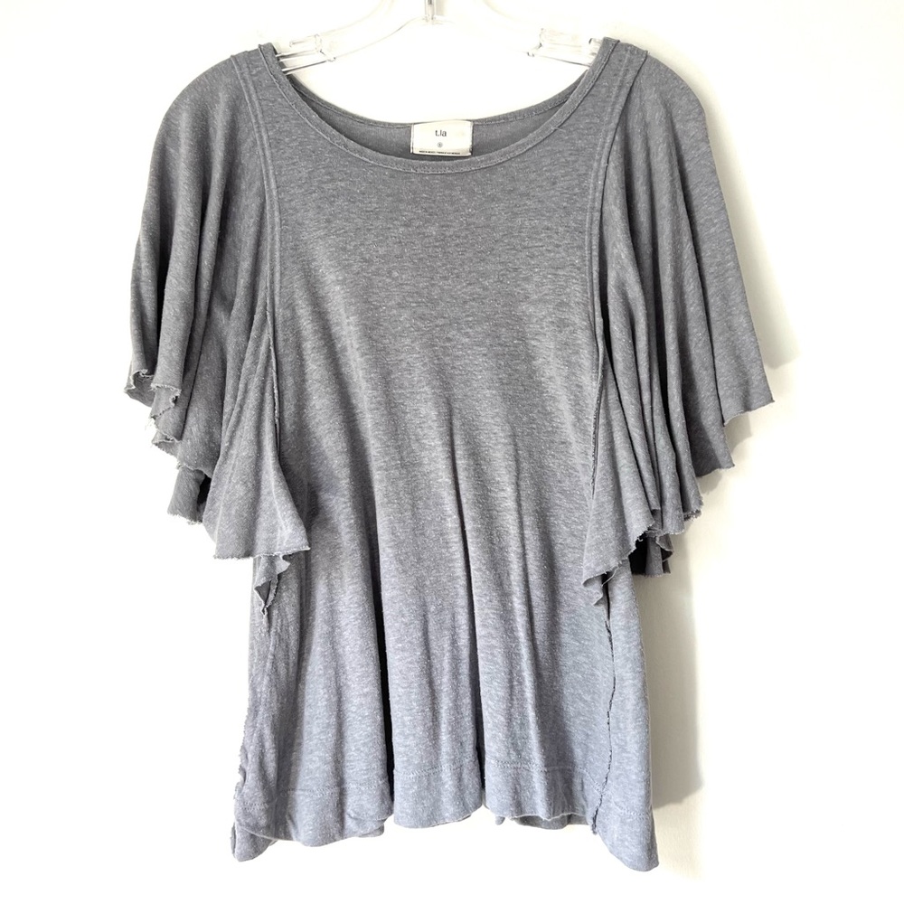 Anthropologie T.La Flowy Gray Womens Tee Size S